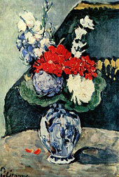 Сезанн Натюрморт Фаянсовая ваза с цветами 1874г